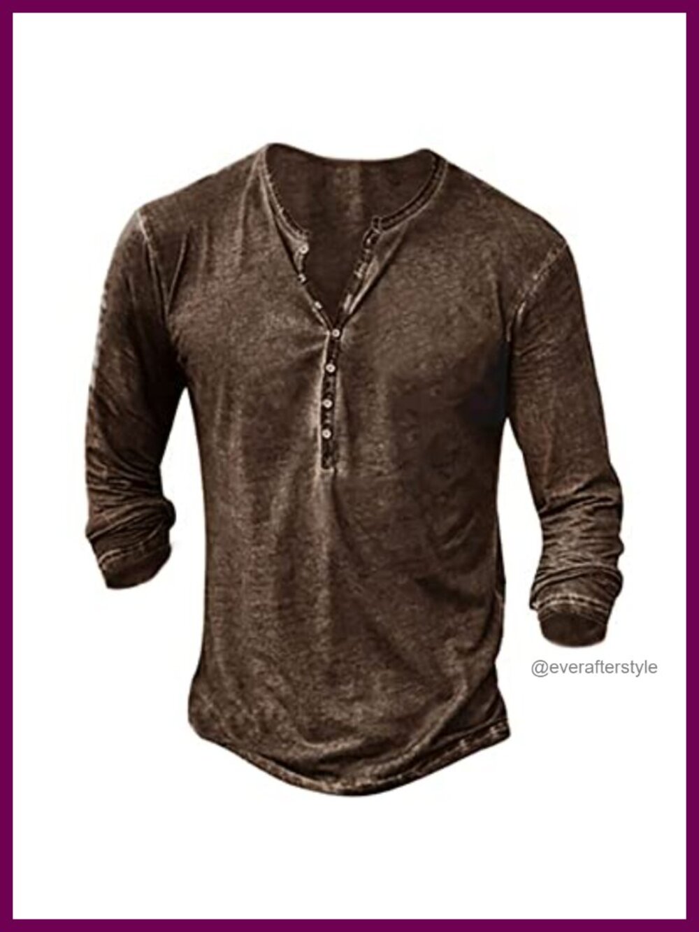Mens Distressed Henley Shirt Long Sleeve Button Down Slim Fit Tee